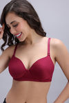 Zivame Shimmering Secrets Padded Non Wired 3/4Th Coverage T-Shirt Bra - Red Plum — thumbnail 5